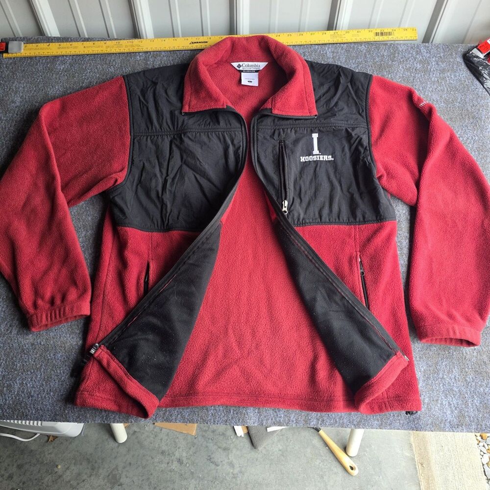 Columbia Indiana Hoosiers Fleece Jacket Men's L Red Black Full Zip IU